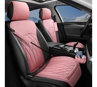 BEITK Confezione da 2 coprisedili anteriori per auto, universali, senza lati, con tasca portaoggetti e cuscinetti per cinture di sicurezza, impermeabili, per auto, camion, SUV (rosa)