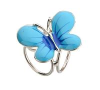 Beito 3 Anelli Elegante Farfalla Strass Anello della Sciarpa di Seta della Sciarpa della Clip Spilla Pin per Le Donne (Blu)
