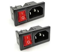 Beiyan 2 pezzi 3 pin IEC320 C14 10 A, spina da incasso per dispositivi freddi con interruttore, presa maschio 10 A 250 V AC per dispositivi di laboratorio, dispositivi medici