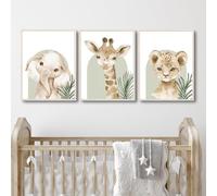 BeiYiHo 3 poster animali Savana Bebe Poster Jungle Camera Bambino Leone Giraffa Elephant Quadro Deco Bambino Ragazzo 30 X 40 CM Tela Decorazione da parete Camera Bambino Regalo senza cornice (BYC006