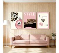 BeiYiHo 3 quadri decorativi da parete leopardo poster rosa moderno palla da biliardo 8 leopardo poster da parete pop art stampa su tela decorazione camera da letto adolescente adulto regalo 30 x 40 cm