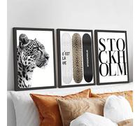 BeiYiHo 3 quadri decorativi da parete moderni in bianco e nero leopardo citazione poster da parete pop art stampa su tela decorativa camera da letto adolescente per adulti, regalo 30 x 40 cm senza