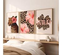 BeiYiHo 3 quadri leopardati camera da letto poster decorazione da parete moderna fiore rosa citazione poster da parete art deco stampa su tela camera da letto soggiorno adulto adolescente ragazza