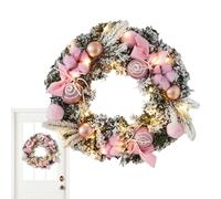 Beiykhera Ghirlanda natalizia per porta d'ingresso con luce, ghirlanda natalizia artificiale per porta d'ingresso, 30 cm, ghirlanda illuminata per vacanze, parete, cucina, inverno, esterno