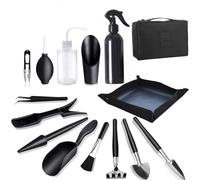 BEJAGWUS Kit Attrezzi Giardinaggio per Bonsai per La Cura di Piante in Miniatura in Interni,Kit di Strumenti 14 Pezzi con Borsa,Set di Attrezzi da Giardino (Nero)