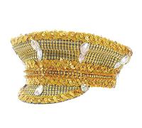 Bejeweled, cappello da capitano con cristalli, per discoteca, cocktail, feste, vacanze, cristalli scintillanti, per sposa, matrimonio, cappelli da donna elegante