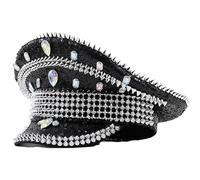 Bejeweled - Cappello da capitano in cristallo, per addio al nubilato, sergente versatile, accessorio elegante per palcoscenico