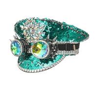 Bejeweled - Cappello da discoteca con strass pesanti e occhiali per feste, per feste, per balli maschili e femminili, comico, attore, capitano