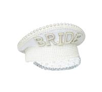 Bejeweled Crystal Captain Hat Beret Sailor Hat for Bachelorette Party Sergeant Hat Versatile for Club Stage Bar White