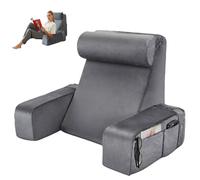 Bekasa Cuscino da lettura per sedersi a letto, in memory foam, cuscino per la schiena per sedersi con rullo per il collo, cuscino per schienale e bracciolo, cuscino per leggere la TV, giocare, grande