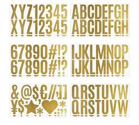 Bekecidi 12 Fogli Adesivi Lettere Alfabeto Oro, Kit Adesivi Numeri Lettere Vinile Autoadesive, 2,5 Pollici Simbolo Impermeabile Cassetta Postale Adesivo per Insegne Porta Auto Numero Indirizzo (Oro)