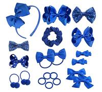 Bekecidi 20 Accessori per Capelli per Ragazze, Fermagli per Capelli con Fiocco Blu, Fasce Elastiche per Capelli, Fascia per Capelli con Fiocco, Mollette per Capelli a Nastro per Bambini