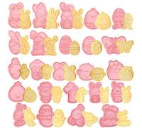 Bekecidi 24 Pezzi Formine Biscotti Pasqua, 3D Tagliabiscotti Pasqua Formine per Biscotti Plastica Set Stampi per Biscotti Pasquali Coniglio, Uovo, Conigliett, Pulcino, Decorazioni per Torte, Fondente
