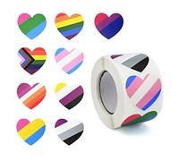 Bekecidi 500 Adesivi Gay Pride, Adesivi Arcobaleno a Forma di Cuore, Adesivi Autoadesivi con Bandiera Dell'orgoglio LGBTQ Accessori per Feste e Feste del Mese Dell'orgoglio Regali (Cuore B)