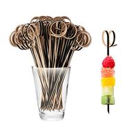 Bekecidi Bastoncini da cocktail in bambù, 100 pezzi, spiedini in bambù con anello ad anello, bastoncini di frutta, stuzzicadenti, bastoncini per antipasti, panini, bevande, cibo, forniture per feste