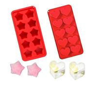 Bekecidi Confezione da 2 Vassoi per Cubetti di Ghiaccio Stampi per Ghiaccio in Silicone Morbido Stampi per Cubetti di Ghiaccio a Forma di Stella e Cuore per Whisky, Cocktail, Birra e Bevande(rosso)