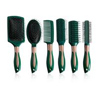 Bekecidi Set 6 spazzole per capelli airbag: pettine massaggiante antistatico, pettine airbag ovale pettine arricciacapelli districante, set spazzole per capelli per donne uomini bambini (verde)