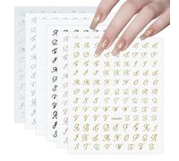 Bekecidi Set di 6 adesivi per unghie con lettere inglesi, adesivi per nail art, adesivi di bellezza, accessori fai da te, adesivi per unghie da donna