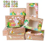 Bekeify 12 Pezzi Scatoline Regalo Pasqua Bomboniere con 18 Adesivi Scatola Regalo Scatole Portaconfetti Pasquali Scatoline Uova Decorazione per Biscotti Cioccolati Dolcetti Festa Pasqua 20 x 12 x 7 CM