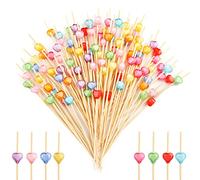 Bekeify 200 Pezzi Stuzzicadenti da Cocktail in Legno 12 CM Spiedini per Aperitivo Naturale Colori Misti per Cocktail Antipasti Fingerfood Panini Bevande Estate Accessori per Feste