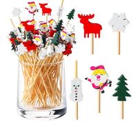 Bekeify 200 Pezzi Stuzzicadenti da Cocktail per Aperitivi di Natale 12cm Bastoncini per Cocktail in Legno Frutta Spiedini Aperitivo Decorativi Cocktail Sticks Picks per Cupcake Finger Food Decorazioni