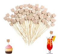 Bekeify Bastoncini da Cocktail, 200 Pezzi, in Legno, Bastoncini di Frutta Colorati in bambù, Vari Disegni per Alimenti, contorni, per panini, Snack, Bevande, Dessert, Torte, Pasticceria per Feste