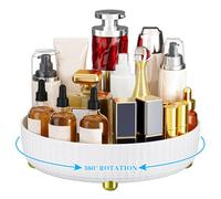 Bekeify Organizer Trucchi Rotante a 360° Porta Trucchi Organizzatore per Cosmetici Make Up Organizer per Profumi Skincare per Bagno Toeletta Camera da Letto, Bianco