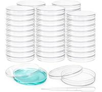Bekith 50 ciotole in plastica, 90 mm x 15 mm, sterili per colture batteriche con coperchio, ciotola di Petri trasparente, contagocce per scuole e cultura di laboratorio, lievito batterico