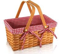 Bekith Cesto Vimini Cesto Lino Rosso con Manico 32,5 x 20 x 16,5 cm