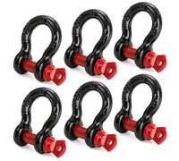 Bekith Confezione da 6 grilli ad anello a D da 1/2", capacità 2 tonnellate (1,8 kg) con perno a vite, grilli resistenti per cinghia di traino, verricello, recupero veicoli fuoristrada camion