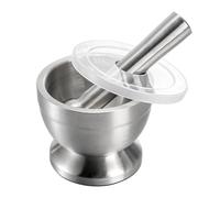 Bekith Mortaio e pestello Set 18/8 Spazzolato Acciaio Inox Spice Grinder Pillola Crusher Molcajete Herb Bowl