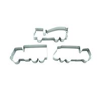 BekkiB 530903 - Set di 3 stampi per biscotti "Veicoli" - Stampini per macchina della spazzatura, betoniera e camion - Gli stampi in acciaio inox sono lavabili in lavastoviglie