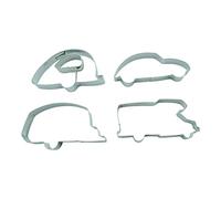 BekkiB 8807104 - Set di 4 formine per biscotti auto con rimorchio, camper e roulotte - facile da pulire