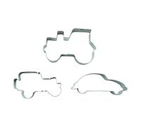 BekkiB 883 - Set di 3 stampi per biscotti "Veicoli", per fuoristrada, trattore e auto (coleottero), stampi lavabili in lavastoviglie per cottura e fai da te