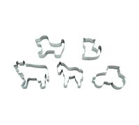 BekkiB - Set da 5 "Ranch" - Trattore, cane, gatto, cavallo e mucca - Stampini lavabili in lavastoviglie in acciaio inox - Per cuocere biscotti - 998860
