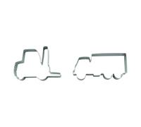 BekkiB - Set di 2 tagliapasta "camion & impilatore" - Stampini per biscotti in acciaio inox - Stampini per biscotti per cuocere, fai da te e decorazioni - Per fondente, marzapane - 997590