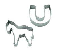BekkiB - Set di 2 tagliapasta "Cavallo & ferro di cavallo" - Stampini per biscotti lavabili in lavastoviglie in acciaio inox - Per cuocere biscotti - 998754