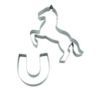 BekkiB - Set di 2 tagliapasta "Cavallo & ferro di cavallo" - Stampini per biscotti lavabili in lavastoviglie in acciaio inox - Per cuocere biscotti - 998846