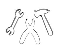 BekkiB - Set di 3 tagliapasta "Tool" - Stampini per biscotti lavabili in lavastoviglie in acciaio inox - Per cuocere biscotti - 7917