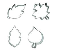 BekkiB - Set di 4 tagliapasta "foglie" - Piccoli stampi per biscotti a foglia di tiglio, foglia d'acero e due foglie - In acciaio inox e lavabile in lavastoviglie - 998679