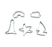 BekkiB - Set di 5 stampi per biscotti "Maritim" - Stampini per biscotti in acciaio inox - Stampini per biscotti per cuocere, fai da te e decorazioni - Per fondente, marzapane, cupcake e decorazioni
