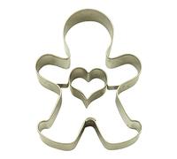 BekkiB Stampino per biscotti "Uomo di pan di zenzero con cuore", dimensioni 6,5 x 5 cm, per cuocere pan di zenzero e biscotti, adatto alla lavastoviglie - 9519