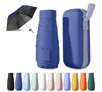 BEKKLPOU Ombrello Piccolo, Mini Ombrello Tascabile, Ombrello Da Viaggio, Un Must Per i Pendolari e i Viaggi, Protezione Sia Dal Sole Che Dalla Pioggia (Blu navy)