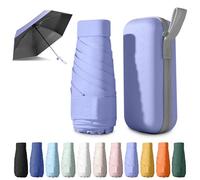 BEKKLPOU Ombrello Piccolo, Mini Ombrello Tascabile, Ombrello Da Viaggio, Un Must Per i Pendolari e i Viaggi, Protezione Sia Dal Sole Che Dalla Pioggia (Viola chiaro elegante)