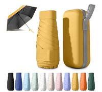 BEKKLPOU Ombrello Piccolo, Mini Ombrello Tascabile, Ombrello Da Viaggio, Un Must Per i Pendolari e i Viaggi, Protezione Sia Dal Sole Che Dalla Pioggia (Giallo albicocca maturo)