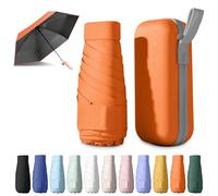 BEKKLPOU Ombrello Piccolo, Mini Ombrello Tascabile, Ombrello Da Viaggio, Un Must Per i Pendolari e i Viaggi, Protezione Sia Dal Sole Che Dalla Pioggia (Arancione)