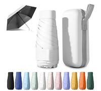 BEKKLPOU Ombrello Piccolo, Mini Ombrello Tascabile, Ombrello Da Viaggio, Un Must Per i Pendolari e i Viaggi, Protezione Sia Dal Sole Che Dalla Pioggia (Bianco sporco dolce)