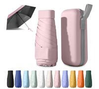 BEKKLPOU Ombrello Piccolo, Mini Ombrello Tascabile, Ombrello Da Viaggio, Un Must Per i Pendolari e i Viaggi, Protezione Sia Dal Sole Che Dalla Pioggia (Rosa pistillo)