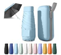 BEKKLPOU Ombrello Piccolo, Mini Ombrello Tascabile, Ombrello Da Viaggio, Un Must Per i Pendolari e i Viaggi, Protezione Sia Dal Sole Che Dalla Pioggia (Azzurro cielo chiaro)