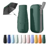 BEKKLPOU Ombrello Piccolo, Mini Ombrello Tascabile, Ombrello Da Viaggio, Un Must Per i Pendolari e i Viaggi, Protezione Sia Dal Sole Che Dalla Pioggia (Verde scuro)